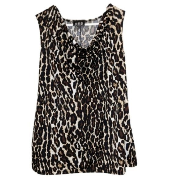 Cheetah Print Blouse Tank Top Cowl Neck size Large - Picture 1 of 6